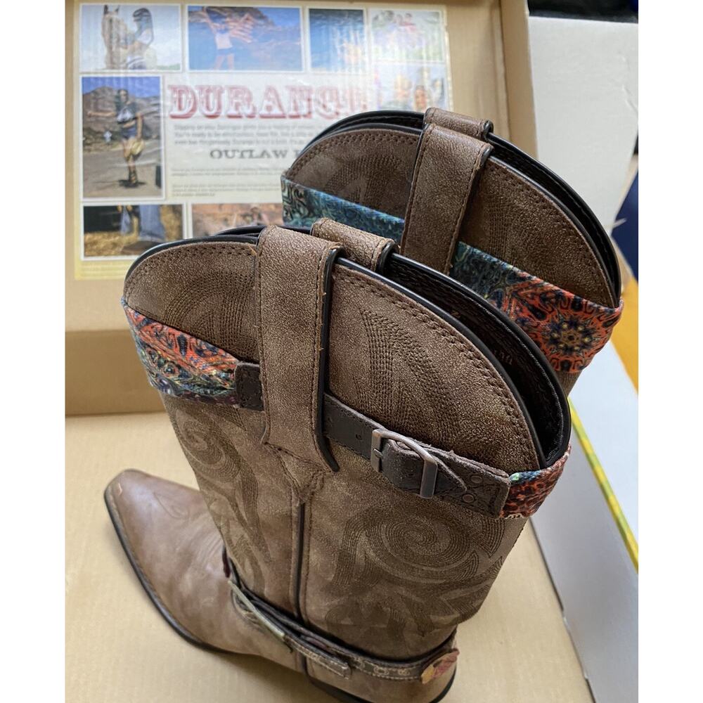 Durango Tan Heeled Boots with Colorful Patterns - Picture 10 of 16